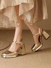 Designer Ankle Strap Heels Close Toe Party High Heels Sandals