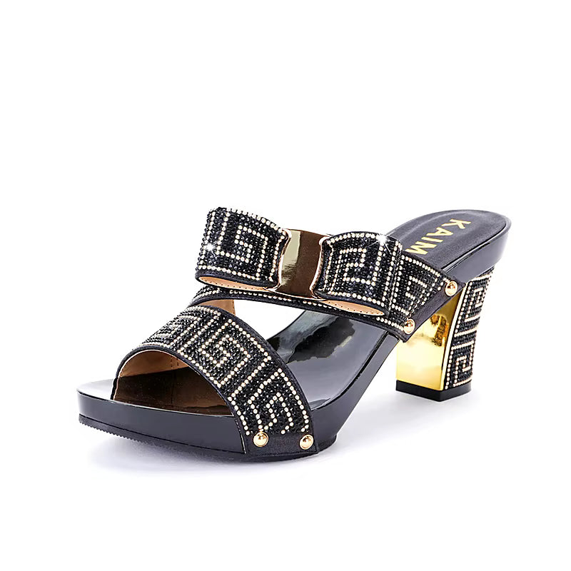 Diamond Bow Wallet High-Heeled Slippers Crystal Shoe Bag set