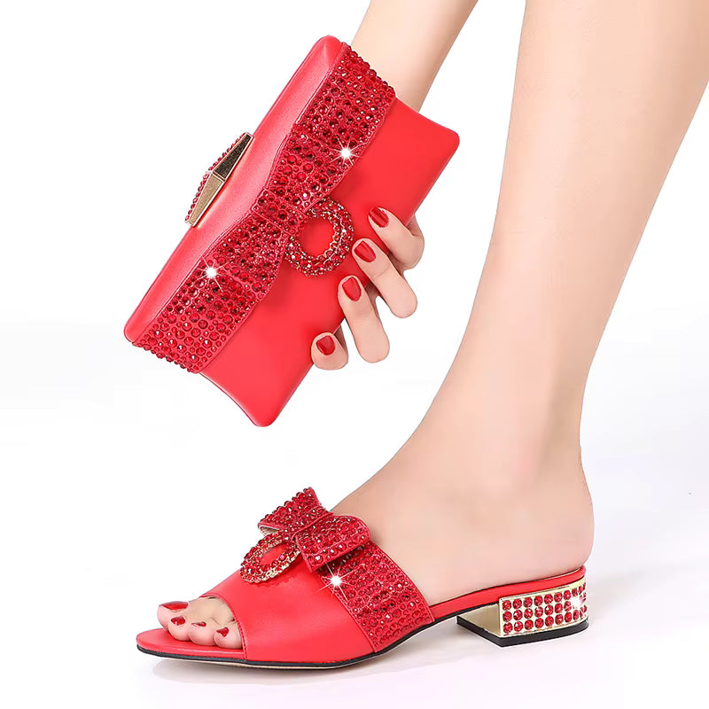 Diamond Clutch Crystal Flat Heel plus size Slippers Christmas Party Gift Rhine Stone Evening Bag