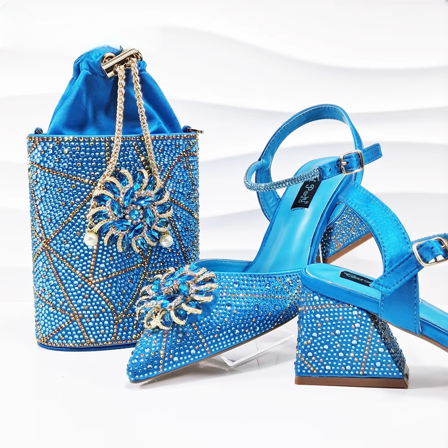 Geometric Diamond Oval Stand Bag Buckle Strap High Square Heels