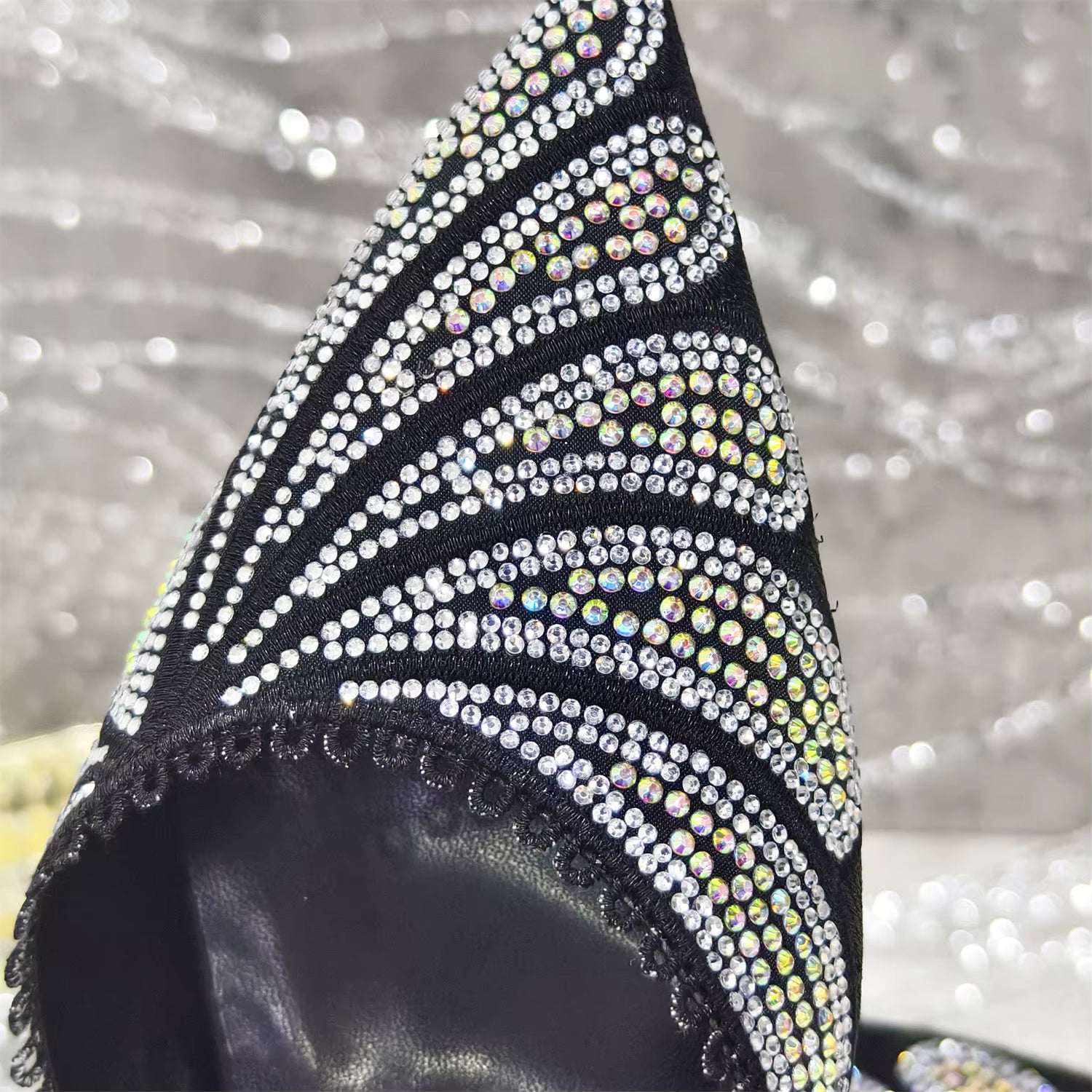 Diamond Studded Pointed Toe Party High Heels Gorgeous Shoes and Bag