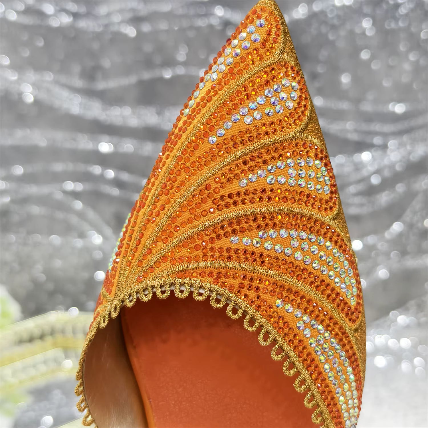 Diamond Studded Pointed Toe Party High Heels Gorgeous Shoes and Bag
