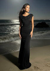 Draped A Line Maxi Dress Black