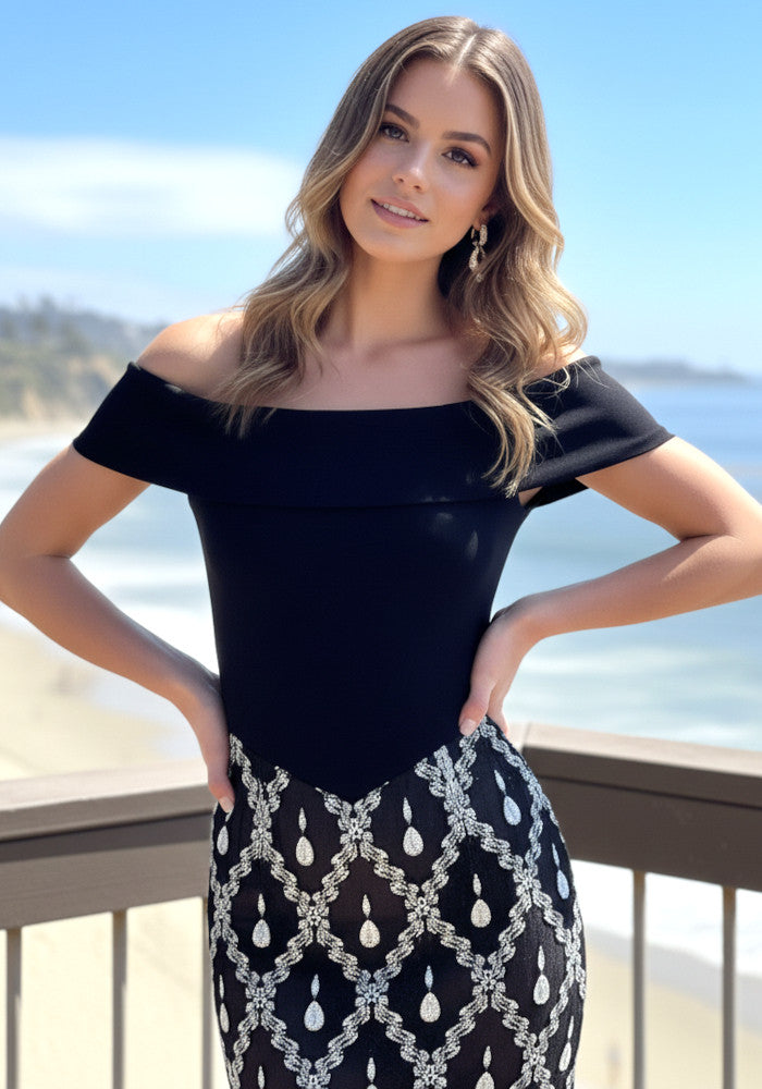 Bardot Crystal Embellished Maxi Dress Black