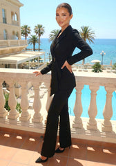 Draped Detail Suit Black