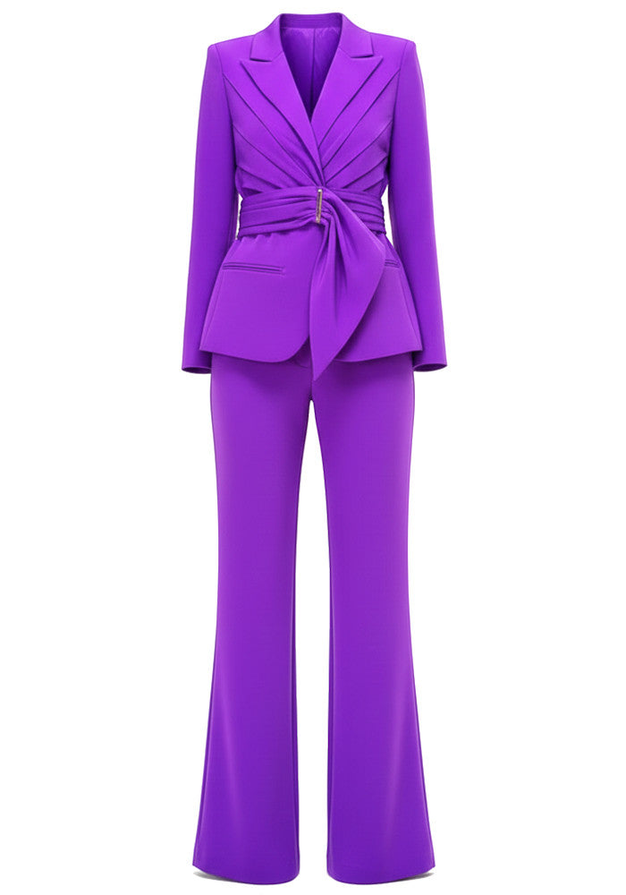 Draped Detail Suit Purple