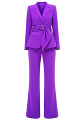Draped Detail Suit Purple