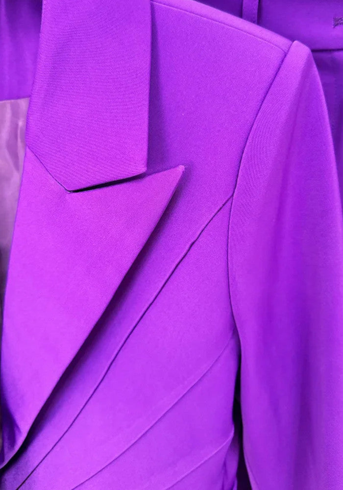 Draped Detail Suit Purple