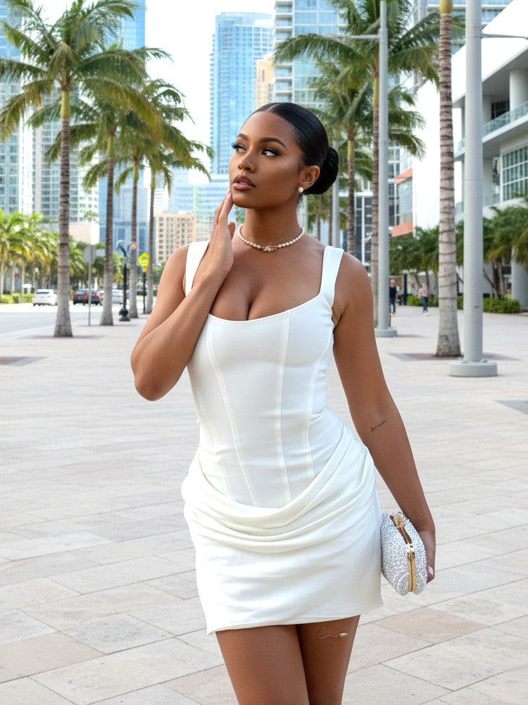 Draped Corset Dress White