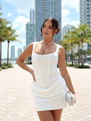 Draped Corset Dress White