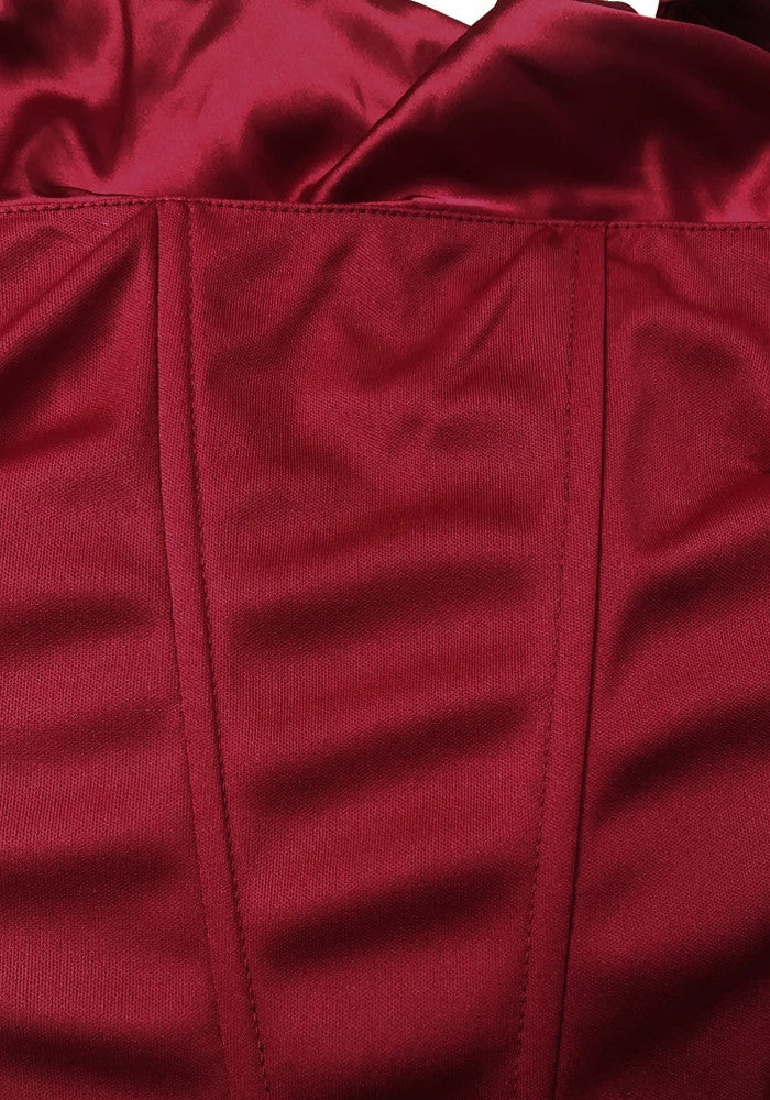 Draped Corset Two Piece Maxi Dress Red