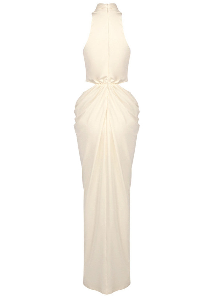 Draped Cut Out Detail Maxi Dress Ivory