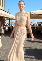 Draped Cut Out Maxi Dress Nude