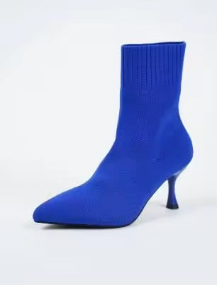 Elastic Sock Stiletto Slip-On Pointed Toe High-heeled Knitted Ankle Boots