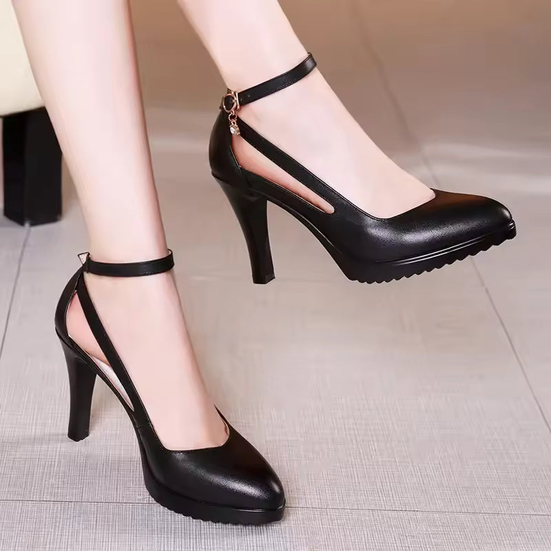 Elegant Ankle Buckle Shallow High Heels Platform Wedding Shoes
