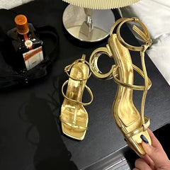 Elegant Ankle Buckle Strap Shaped Clip Toe Heel Sandals