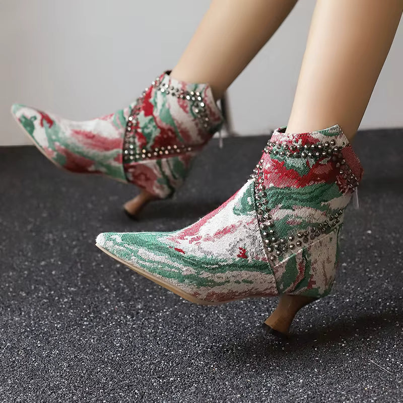 Luxury Ankle Pointed Toe Kitten High Heels