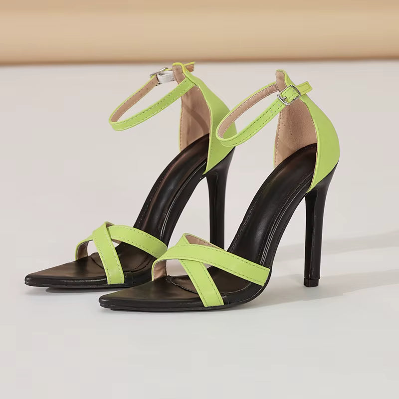 Elegant Ankle Strap Buckle Pointed Toe Gorgeous Stiletto Heels