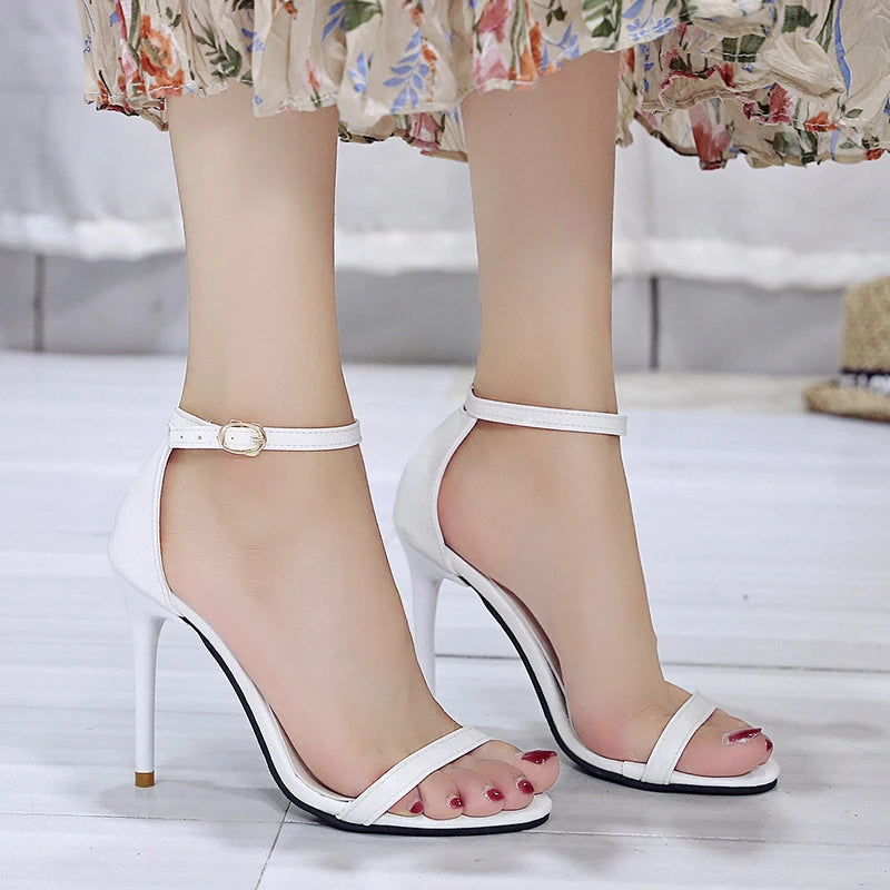 Elegant Buckle Comfortable Open Toe Solid Color High Heels Sandals