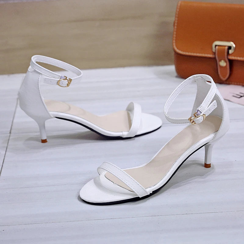 Elegant Buckle Comfortable Open Toe Solid Color High Heels Sandals