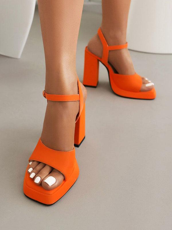 Elegant Buckle Square Toe High Heel