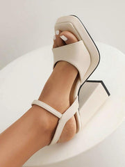 Elegant Buckle Square Toe High Heel