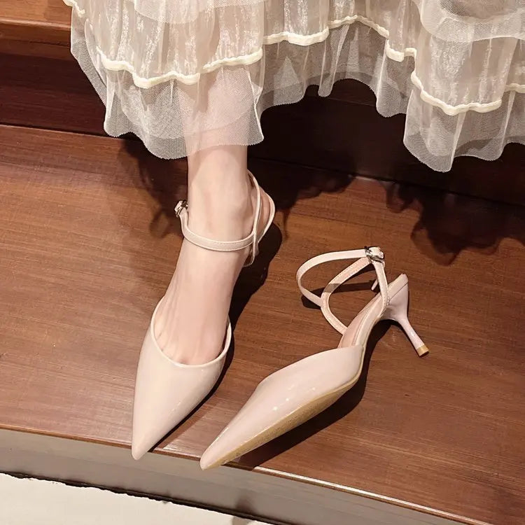 Elegant Buckle Strap Mules Pointed Toe Wedding Banquet High Heels