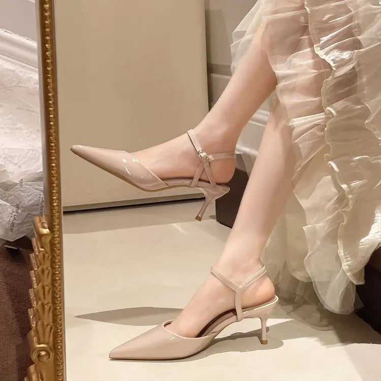 Elegant Buckle Strap Mules Pointed Toe Wedding Banquet High Heels