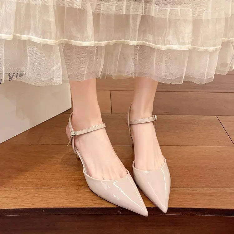 Elegant Buckle Strap Mules Pointed Toe Wedding Banquet High Heels