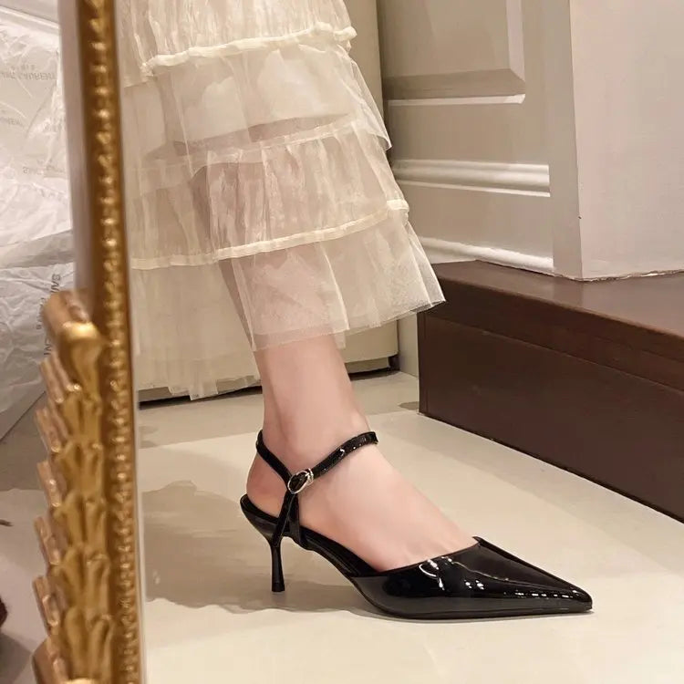 Elegant Buckle Strap Mules Pointed Toe Wedding Banquet High Heels