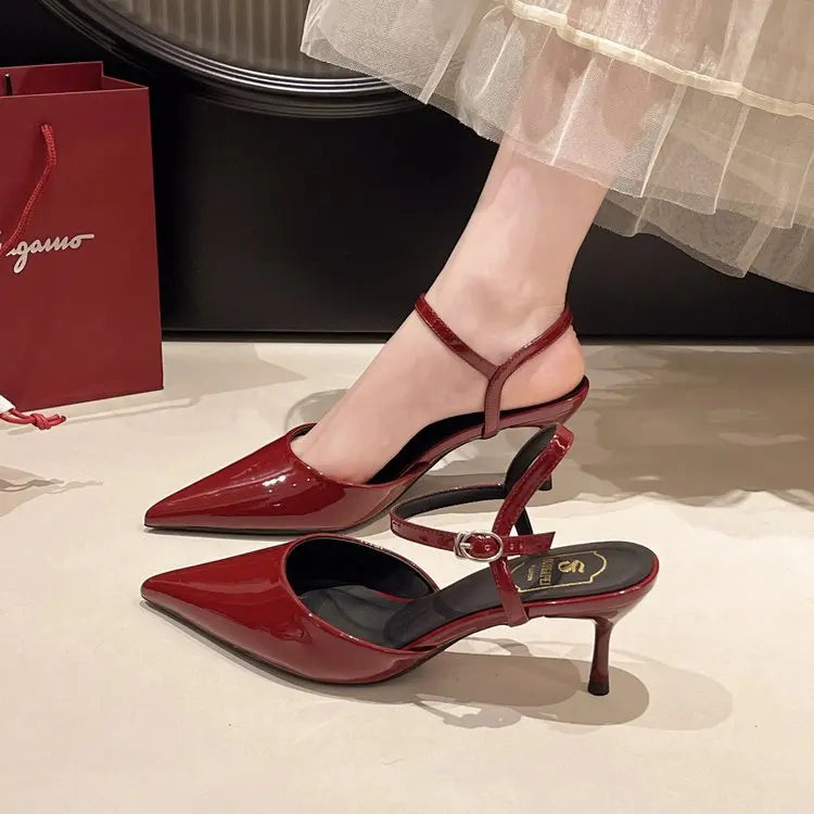 Elegant Buckle Strap Mules Pointed Toe Wedding Banquet High Heels
