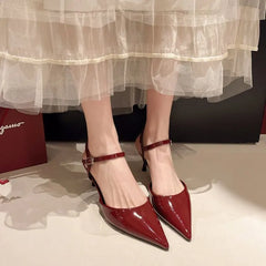 Elegant Buckle Strap Mules Pointed Toe Wedding Party High Heels Pumps