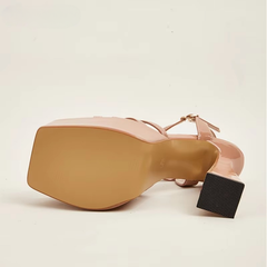 Elegant Buckle Strap Platform Super High Heels Sandals