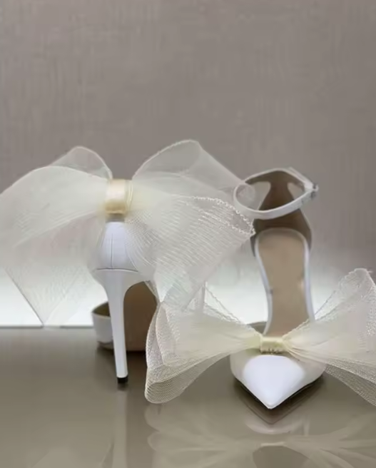 Elegant Butterfly-Knot Pointed Designer Stiletto High Heels Sandals