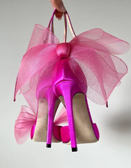 Elegant Butterfly-Knot Pointed Designer Stiletto High Heels Sandals