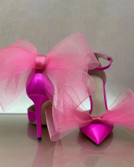 Elegant Butterfly-Knot Pointed Designer Stiletto High Heels Sandals