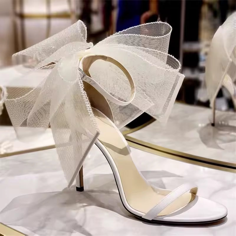 Elegant Butterfly-Knot Pointed Designer Stiletto High Heels Sandals