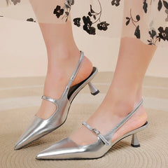 Elegant Comfortable Buckle Banquet Party Microfiber High Heels Sandals