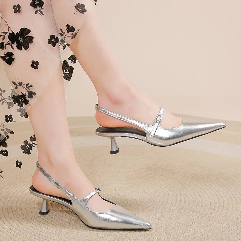 Elegant Comfortable Buckle Banquet Party Microfiber High Heels Sandals