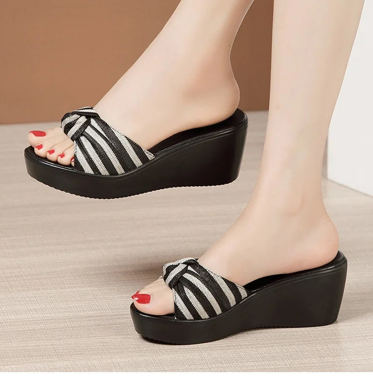 Elegant Comfortable Thick Bottom Platform Wedges Slippers