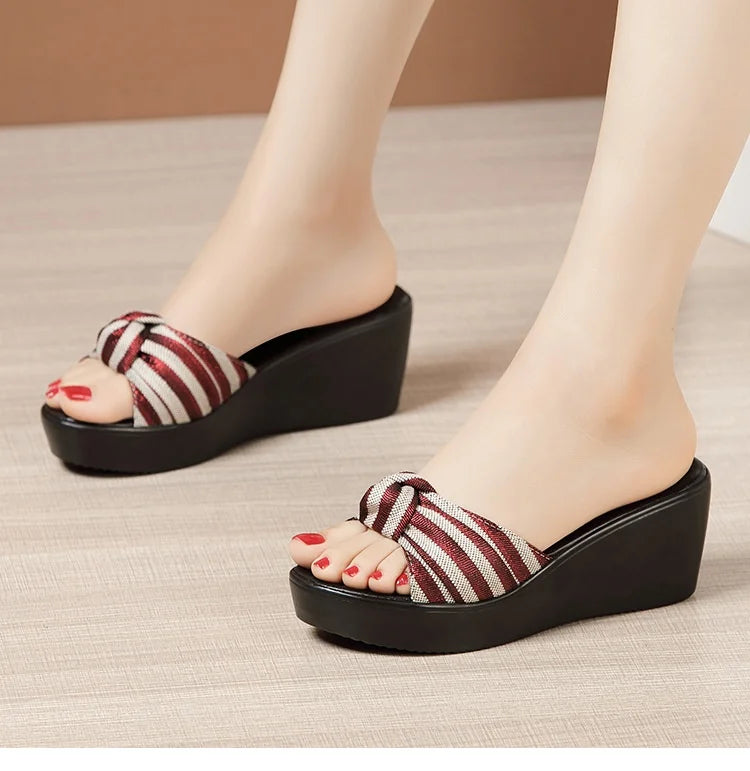Elegant Comfortable Thick Bottom Platform Wedges Slippers