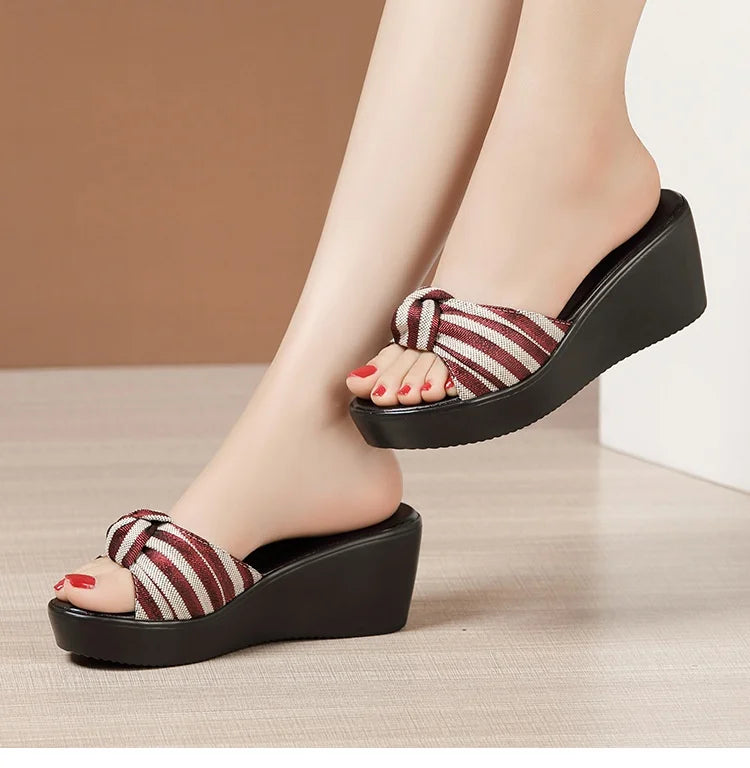 Elegant Comfortable Thick Bottom Platform Wedges Slippers