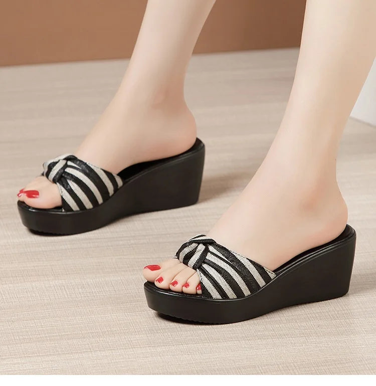 Elegant Comfortable Thick Bottom Platform Wedges Slippers