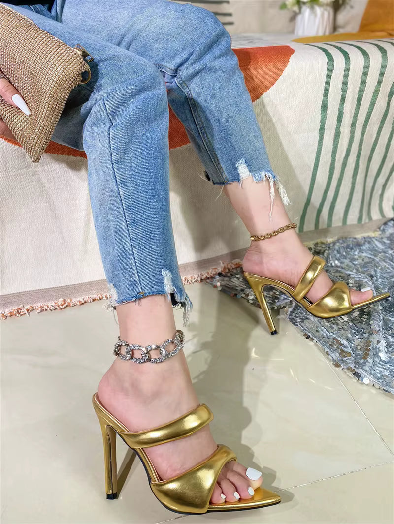 Elegant Cozy PU Leather Pointed Toe Shallow High Heels