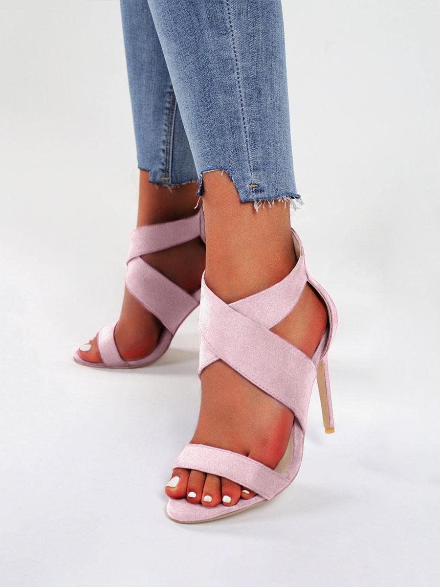 Elegant Cross Over Round Toe Stiletto Heel