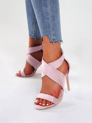 Elegant Cross Over Round Toe Stiletto Heel