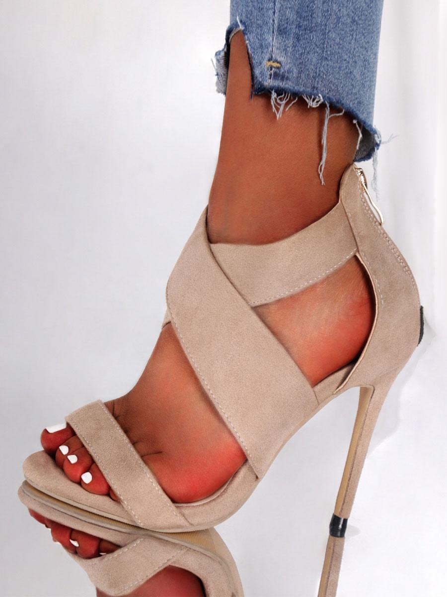 Elegant Cross Over Round Toe Stiletto Heel