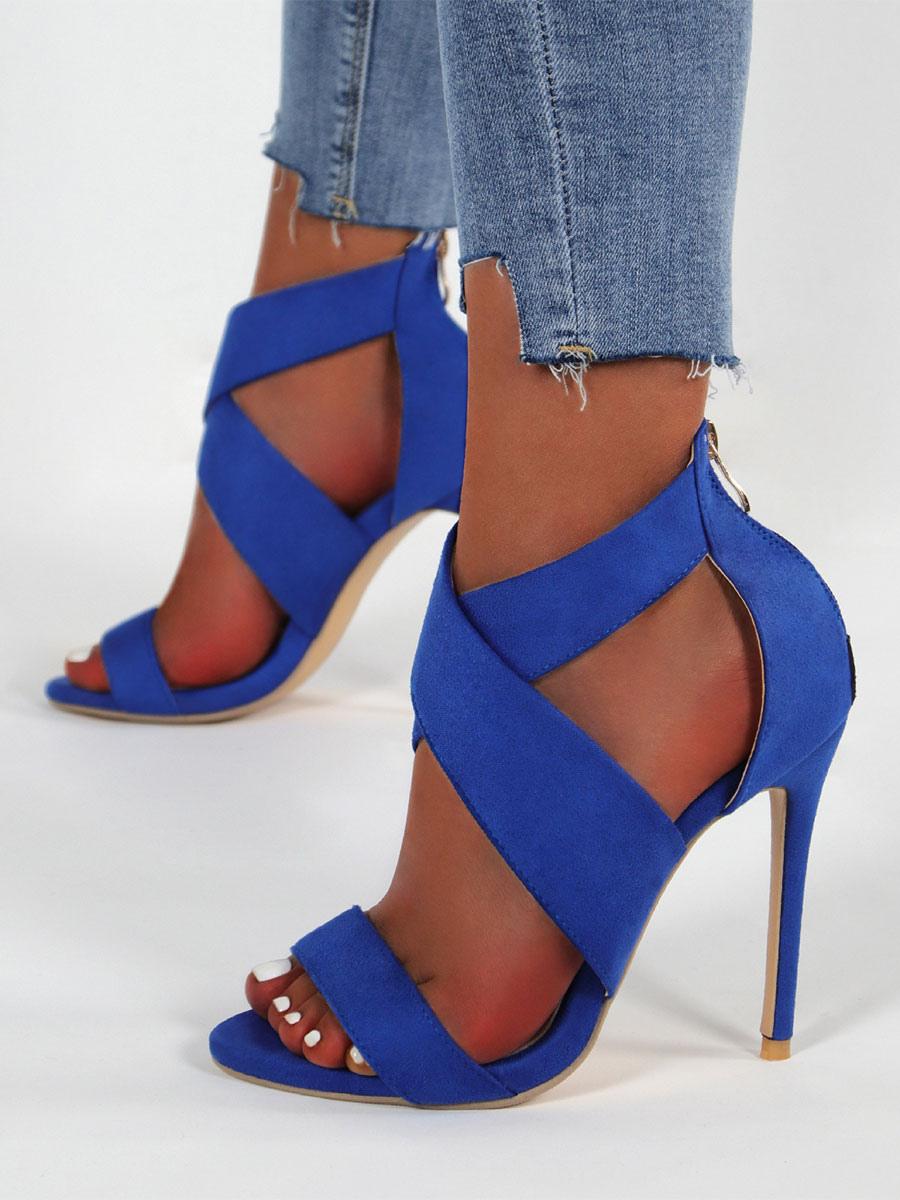 Elegant Cross Over Round Toe Stiletto Heel
