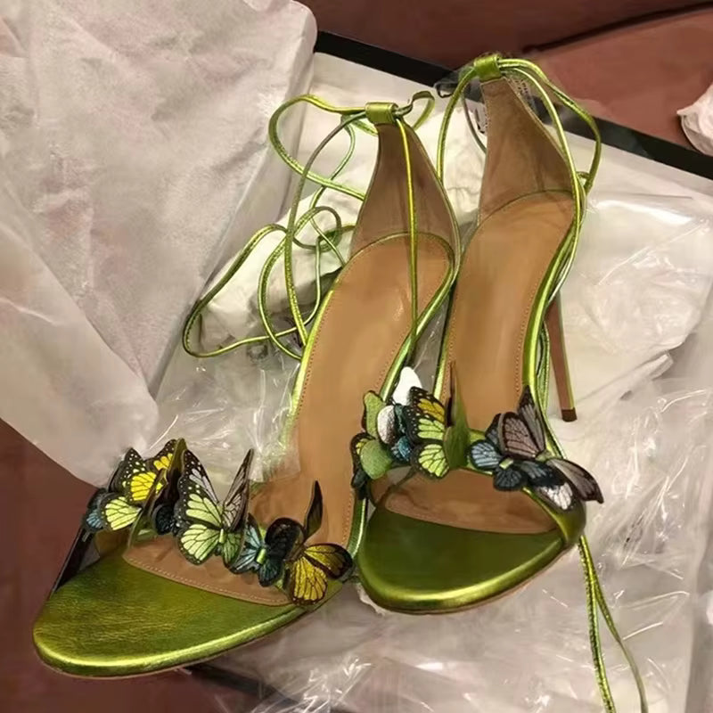Elegant Cross Strap Butterfly Open Toe Wedding Banquet High Heels
