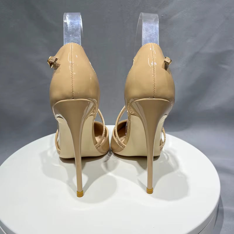 Elegant Cross Strap Pointy Toe Stiletto Pumps High Heels